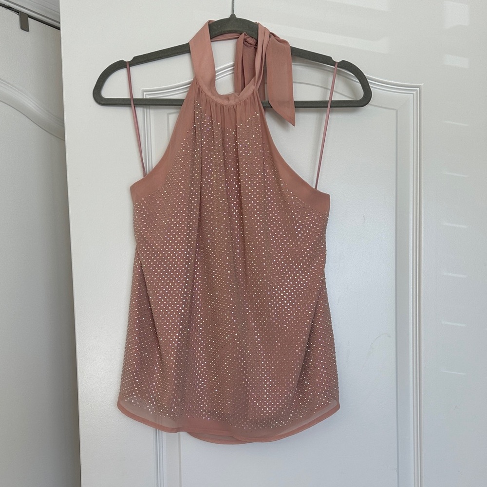 Anthropologie Dusty Pink Halter Blouse with gems